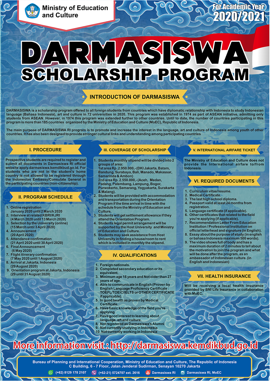 Darmasiswa Scholarship Program 2020/2021