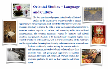 Oriental Studies – Language and Culture