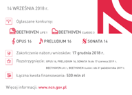 NCN – ogłoszenie konkursów na Opus 16, Preludium 16, Sonatę 14